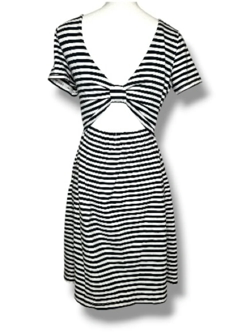 Kate Spade Broome Street Black White Striped Cutout Dress Size XS Twist Back